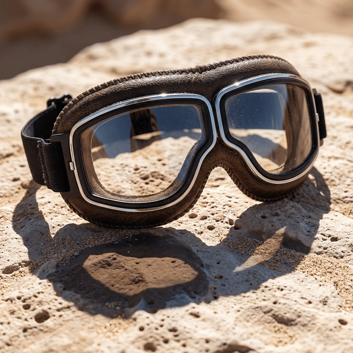 🕶️OTG vintage motorcykelbriller  – passer over briller, anti-slip rem & UV400