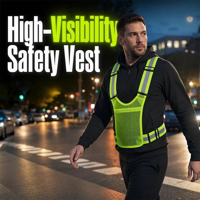 🦺 Refleksvest med høj synlighed – justerbar til løb & arbejde 🏃‍♂️🔧