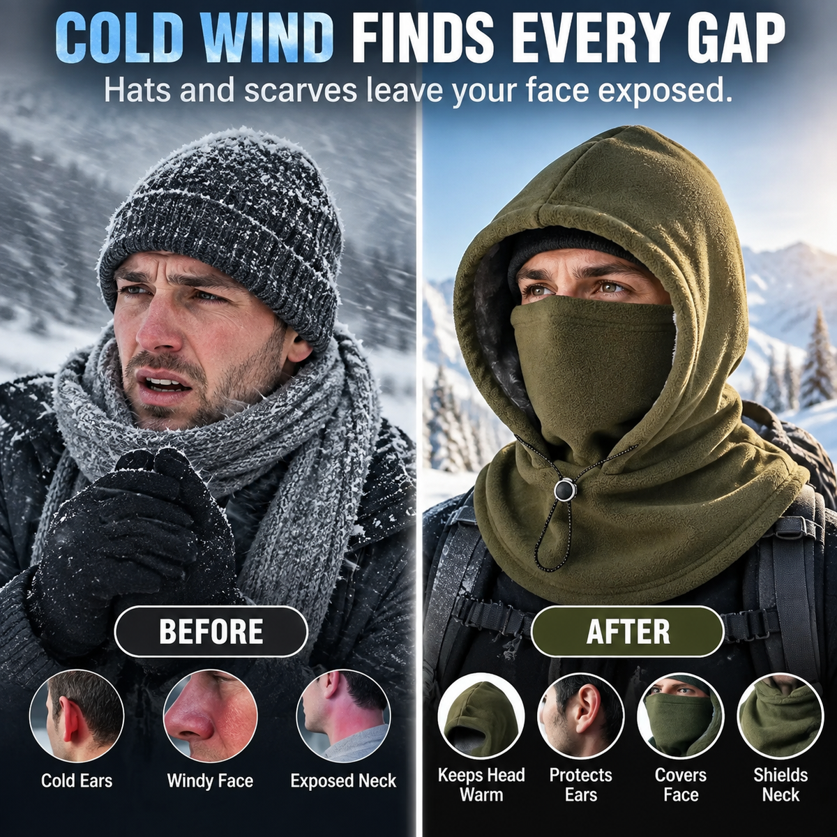 🥶 Fleece-balaclava – fuld beskyttelse af ansigt & hals til vinterens udendørs eventyr