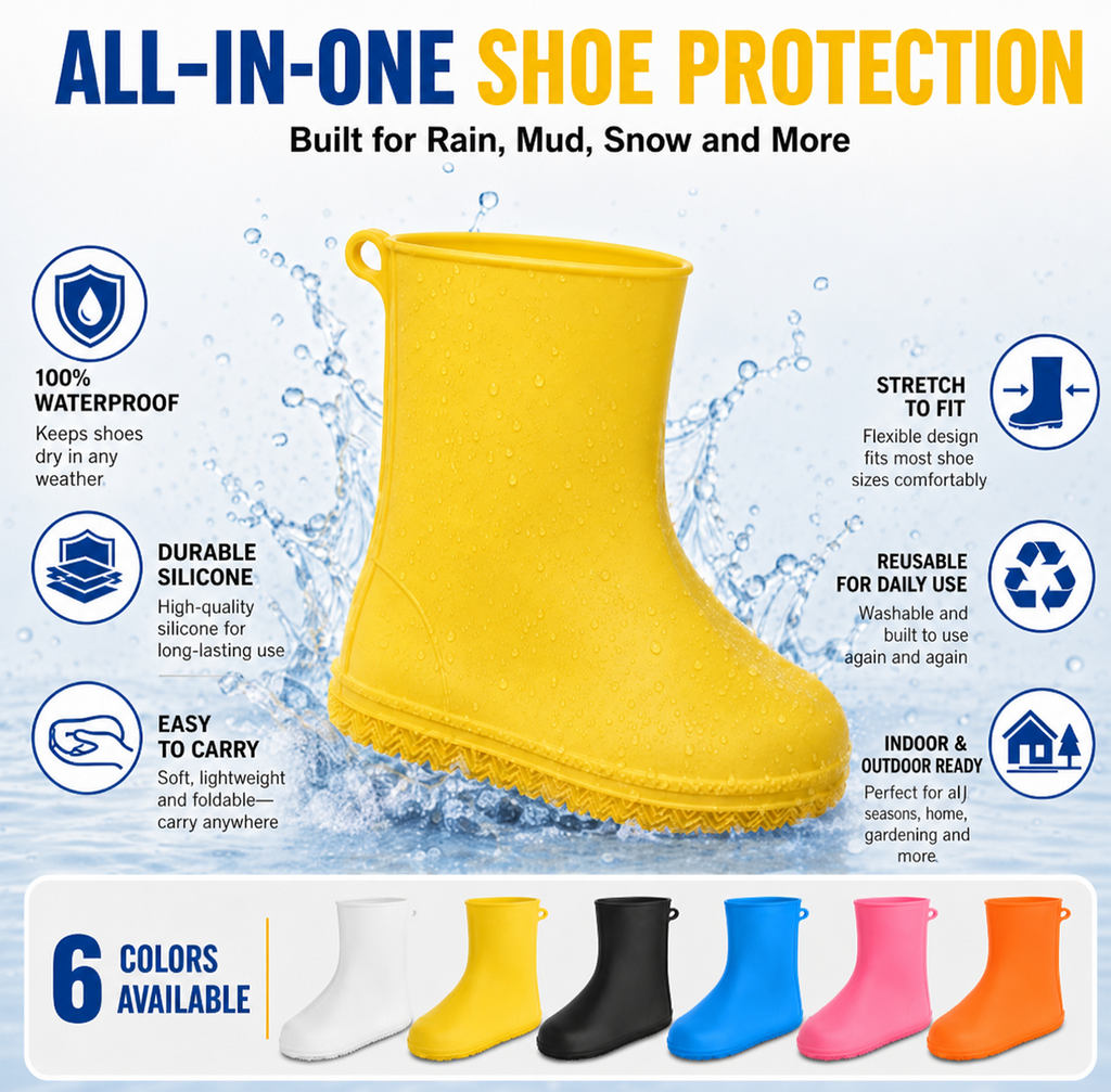 Stop Natte Sneakers! Kraftige regnoversko — anti-slip & foldbare i din tas 🌧️