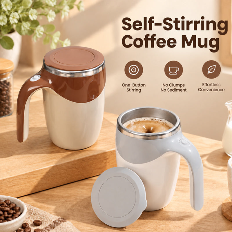 Automatisk selvomrørende kaffekrus med låg – bærbar magnetisk mixerkop