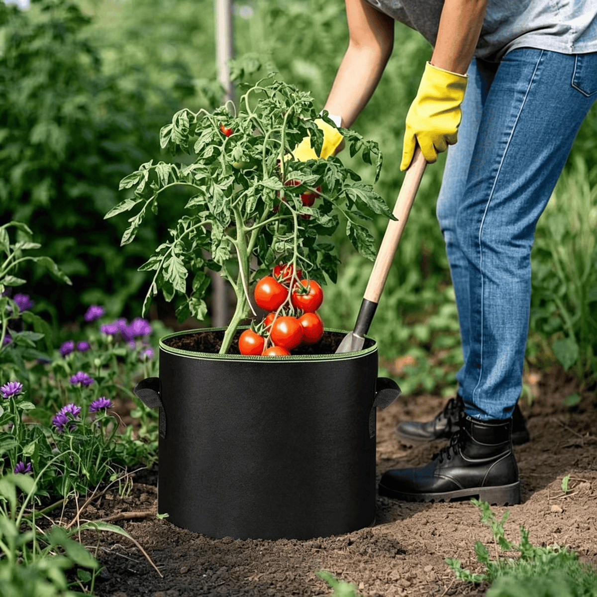 🌱🌸🍅 Kraftig åndbar stoftpot med håndtag til grøntsager, blomster & frugt