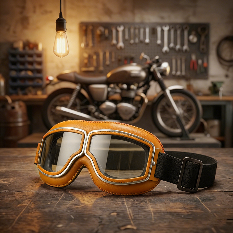 🕶️OTG vintage motorcykelbriller  – passer over briller, anti-slip rem & UV400