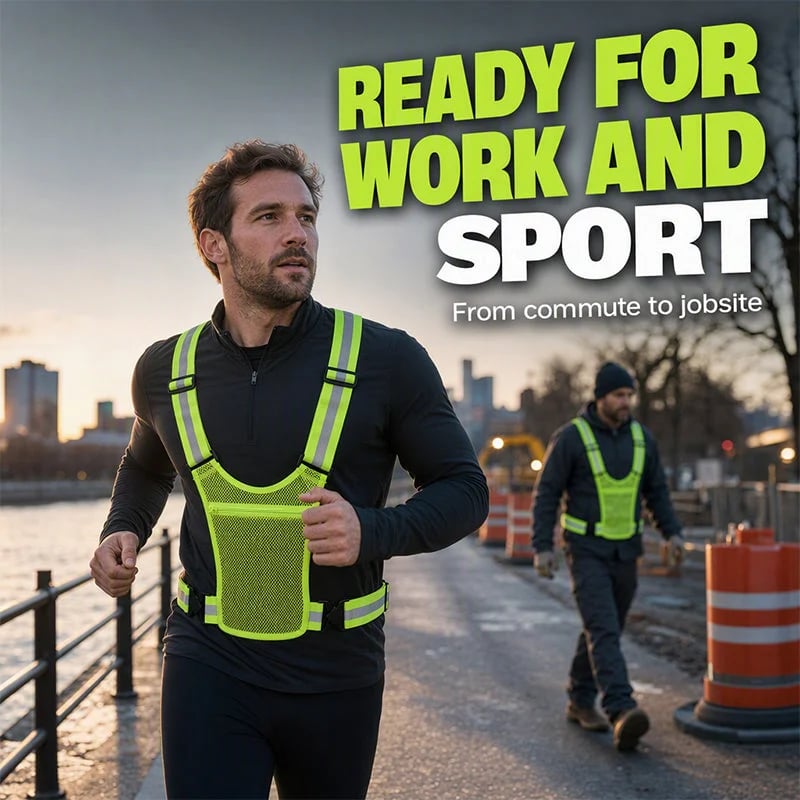 🦺 Refleksvest med høj synlighed – justerbar til løb & arbejde 🏃‍♂️🔧