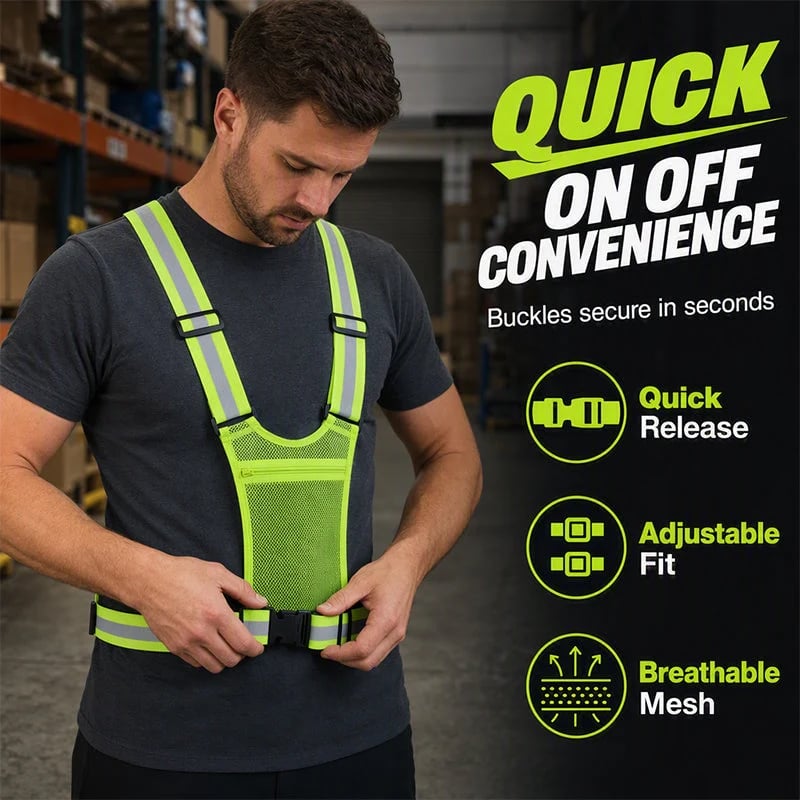 🦺 Refleksvest med høj synlighed – justerbar til løb & arbejde 🏃‍♂️🔧