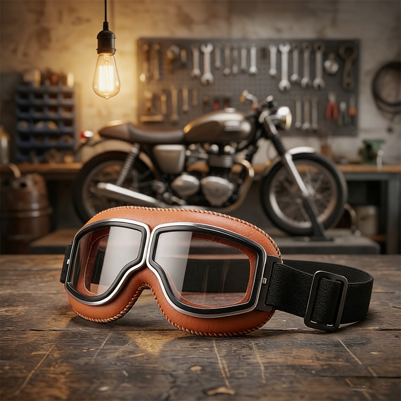 🕶️OTG vintage motorcykelbriller  – passer over briller, anti-slip rem & UV400
