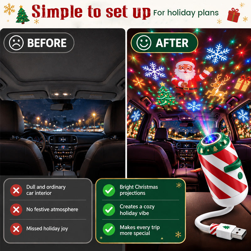 🎄🚗 Merry Ride julebil-projektørlys ✨