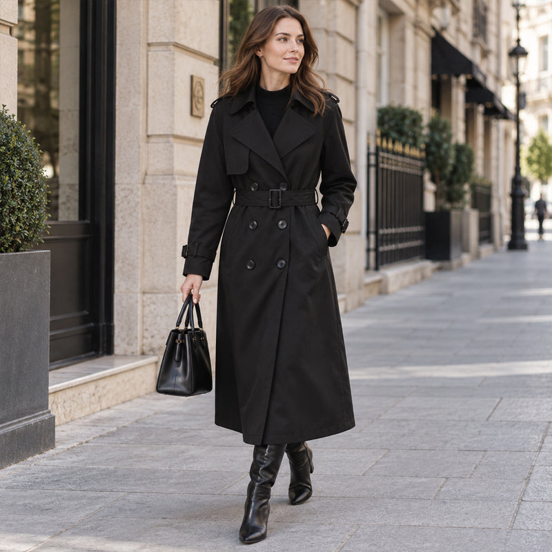 🧥 Klassisk dobbeltradet trenchcoat til kvinder ✨