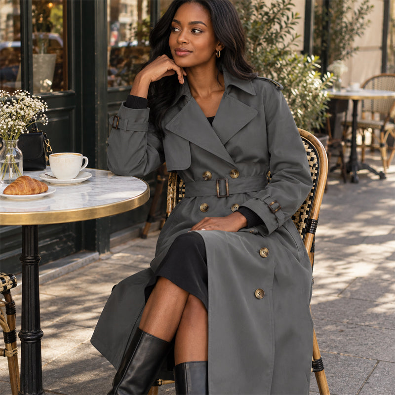 🧥 Klassisk dobbeltradet trenchcoat til kvinder ✨