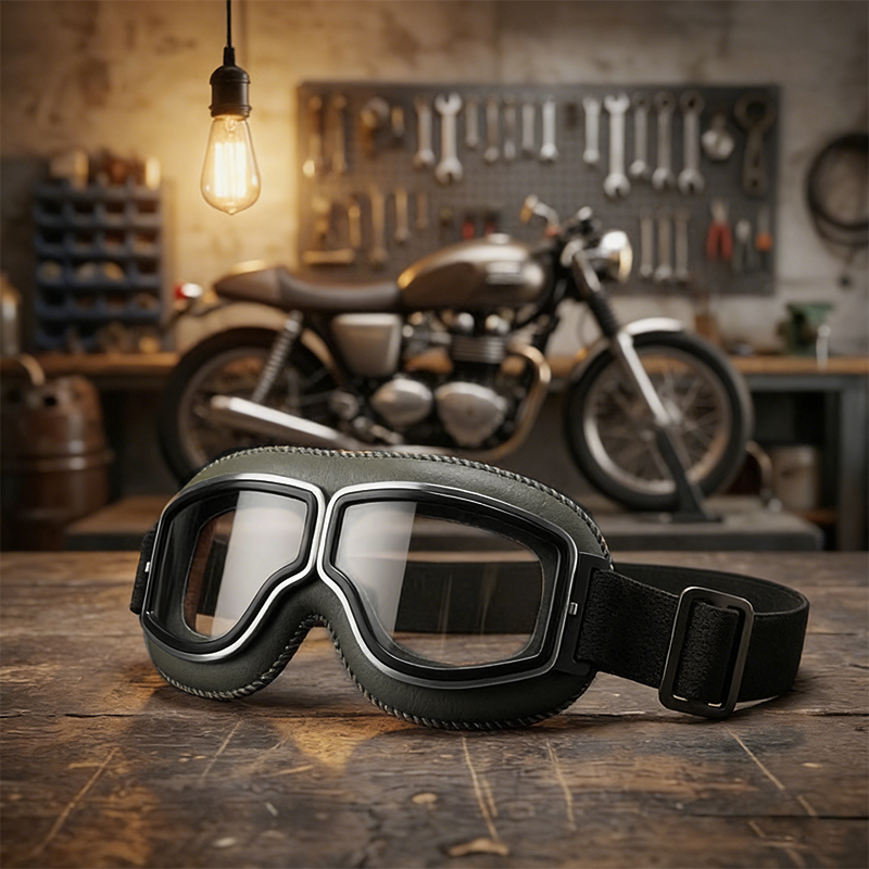 🕶️OTG vintage motorcykelbriller  – passer over briller, anti-slip rem & UV400