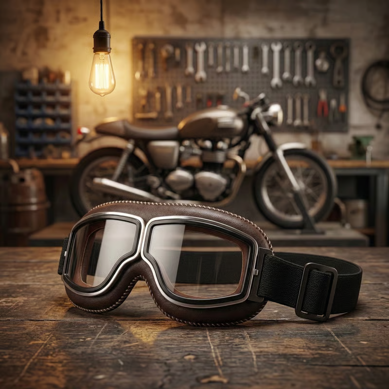 🕶️OTG vintage motorcykelbriller  – passer over briller, anti-slip rem & UV400