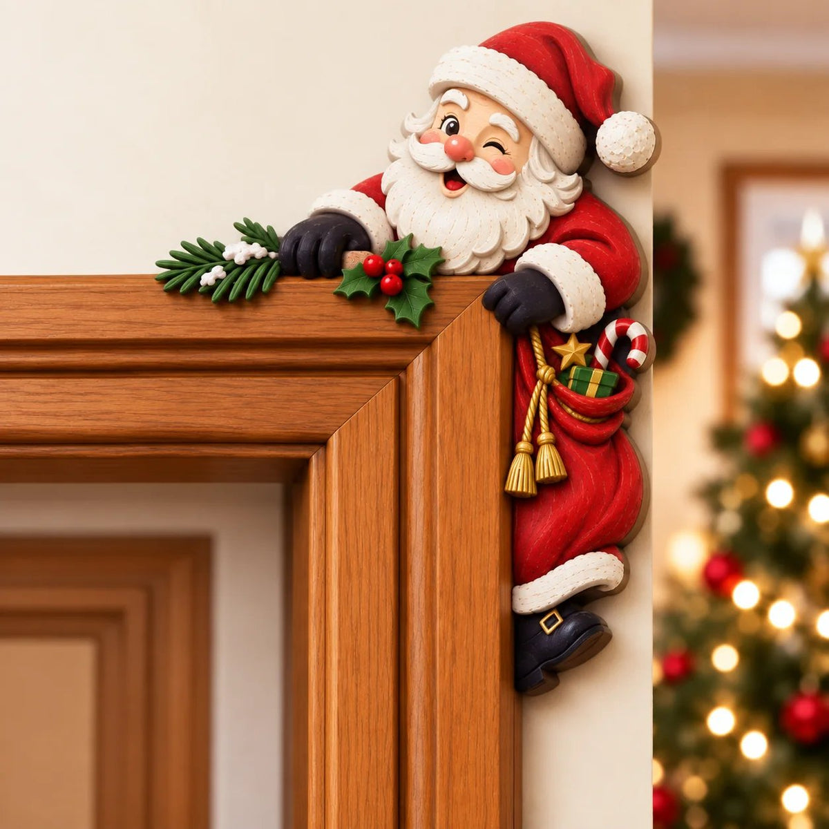 ⏰ SIDSTE DAG 50% RABAT 🎅 Jule-peekaboo-dørkarm-hjørnedekoration