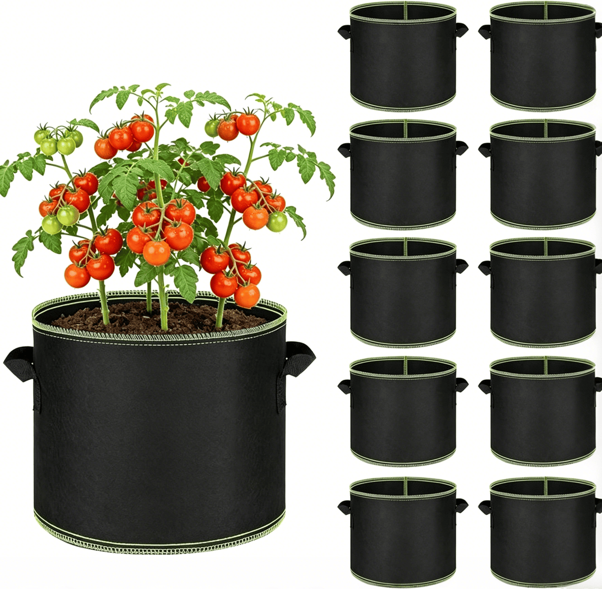 🌱🌸🍅 Kraftig åndbar stoftpot med håndtag til grøntsager, blomster & frugt