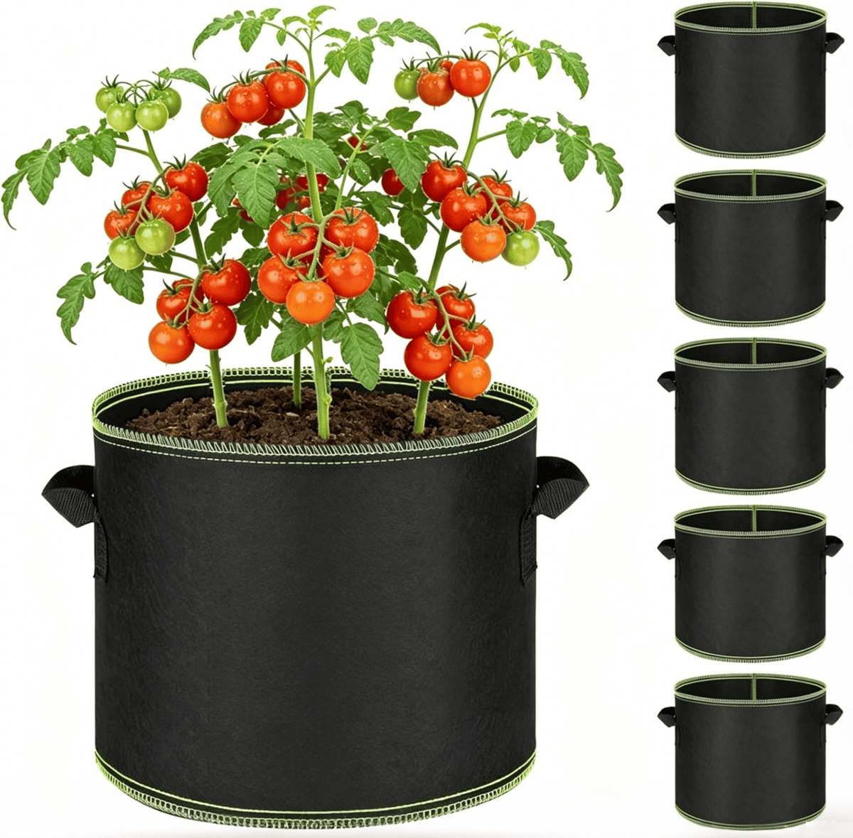 🌱🌸🍅 Kraftig åndbar stoftpot med håndtag til grøntsager, blomster & frugt