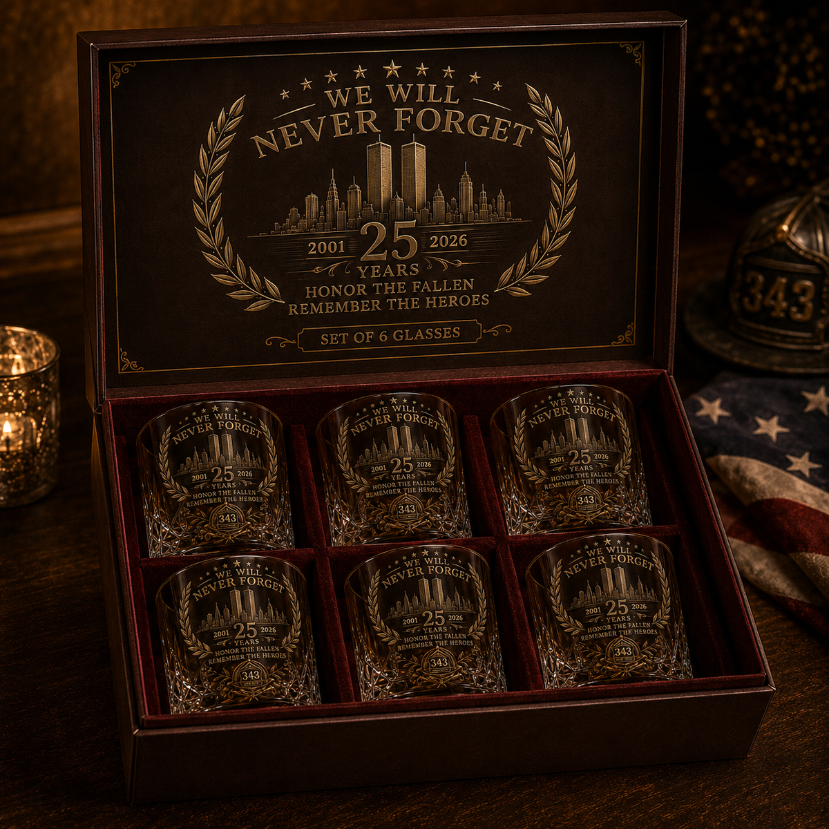 🕯️ 9/11 25-års mindedags whisky-decanter-sæt — en varig hyldest til 343 helte