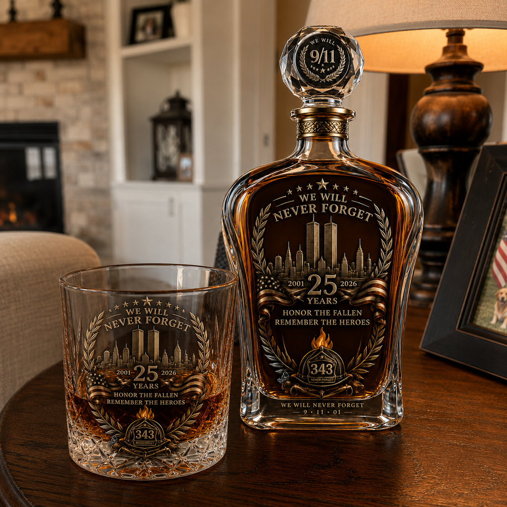 🕯️ 9/11 25-års mindedags whisky-decanter-sæt — en varig hyldest til 343 helte