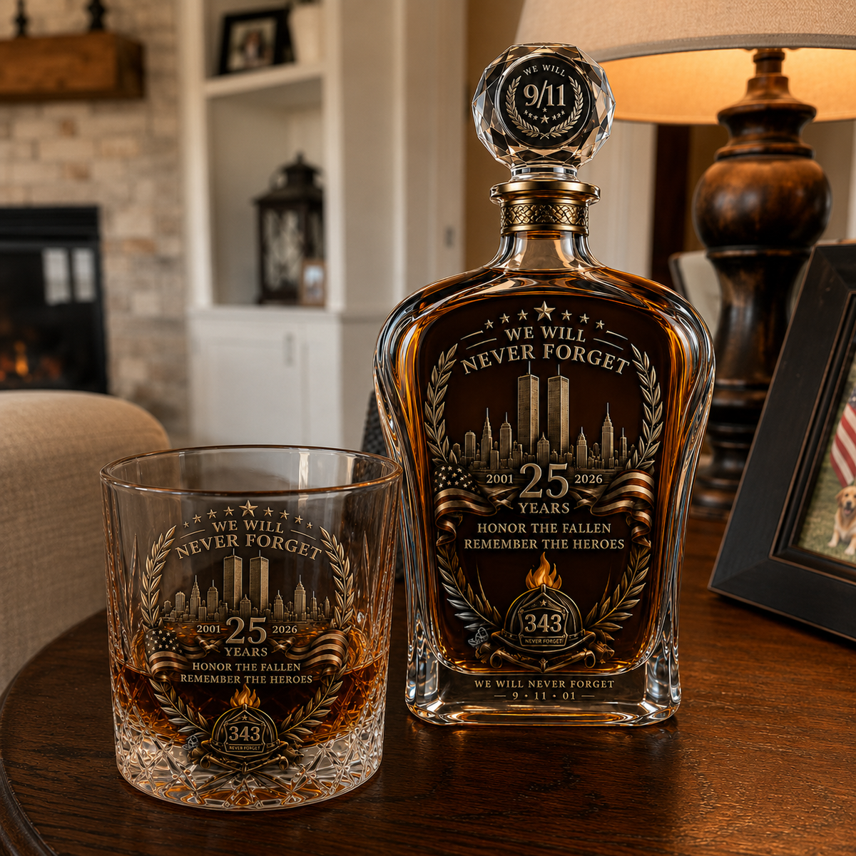 🕯️ 9/11 25-års mindedags whisky-decanter-sæt — en varig hyldest til 343 helte