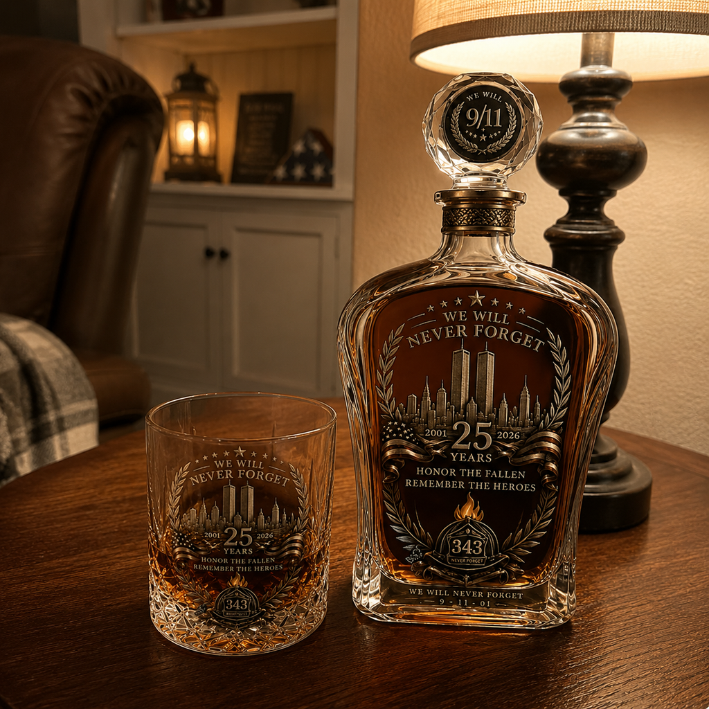 🕯️ 9/11 25-års mindedags whisky-decanter-sæt — en varig hyldest til 343 helte