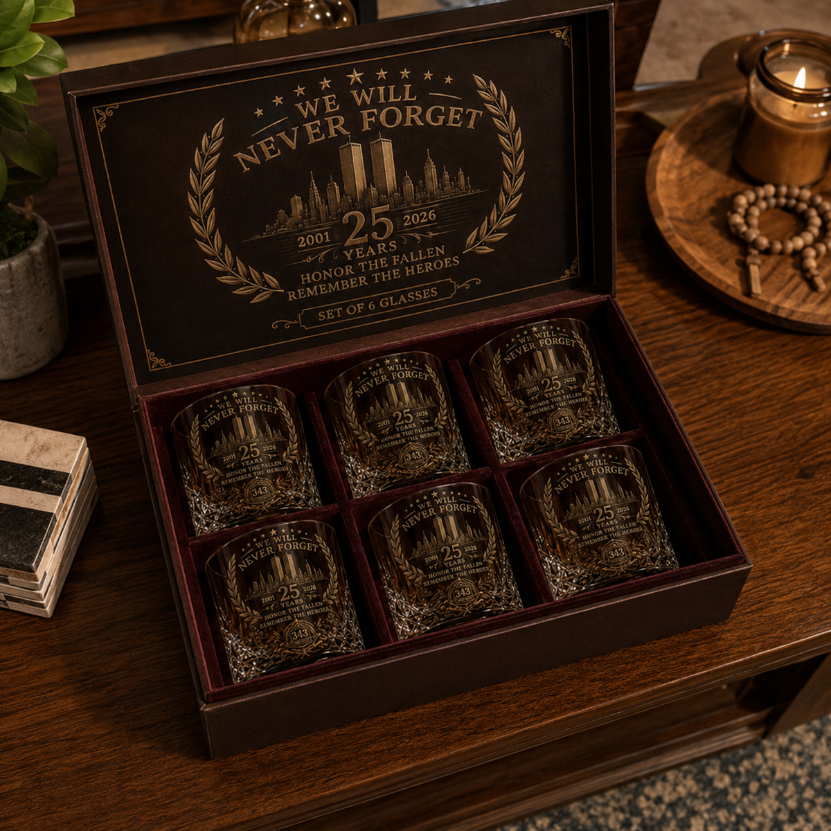 🕯️ 9/11 25-års mindedags whisky-decanter-sæt — en varig hyldest til 343 helte