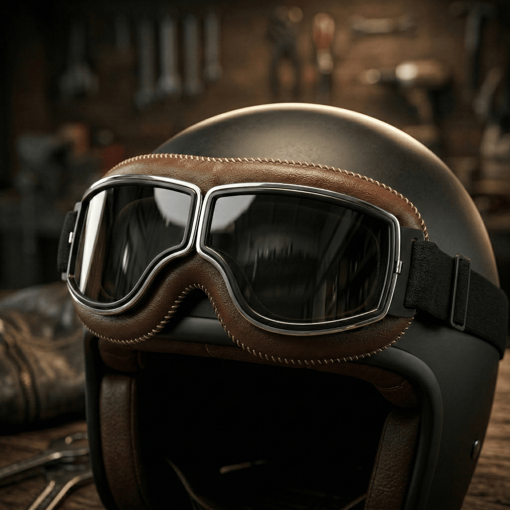 🕶️OTG vintage motorcykelbriller  – passer over briller, anti-slip rem & UV400