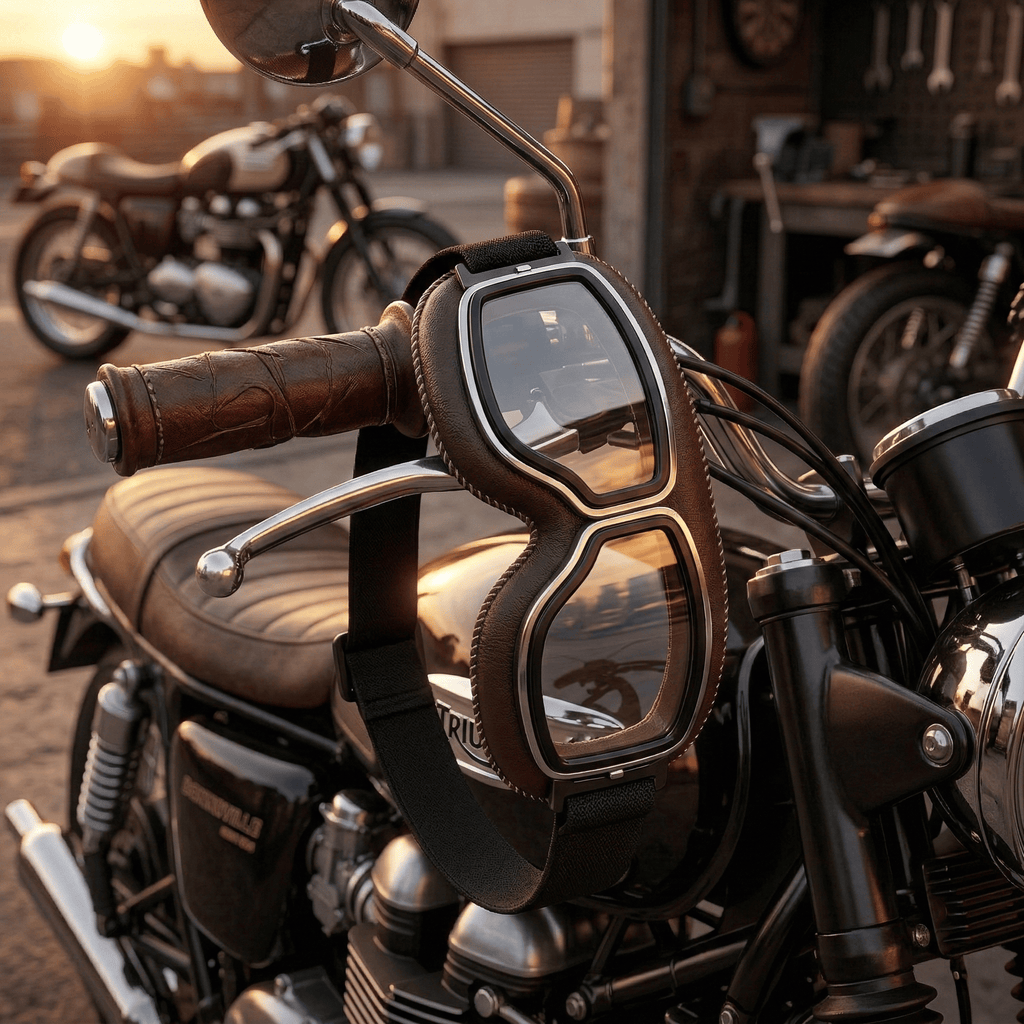 🕶️OTG vintage motorcykelbriller  – passer over briller, anti-slip rem & UV400