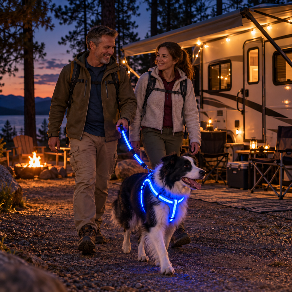🐾✨ LED-oplyst hundesele og line-sæt