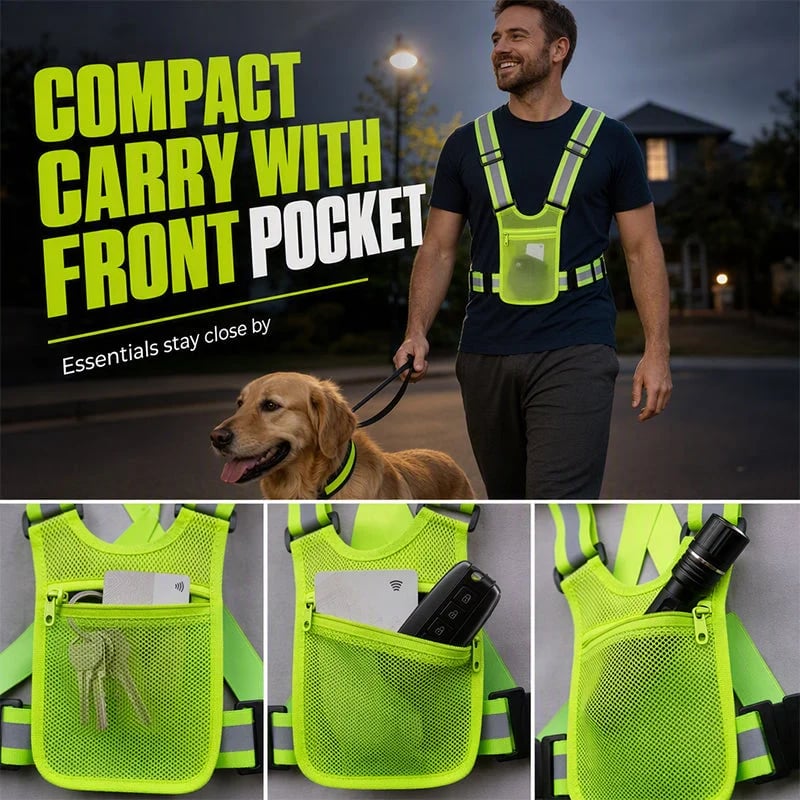 🦺 Refleksvest med høj synlighed – justerbar til løb & arbejde 🏃‍♂️🔧