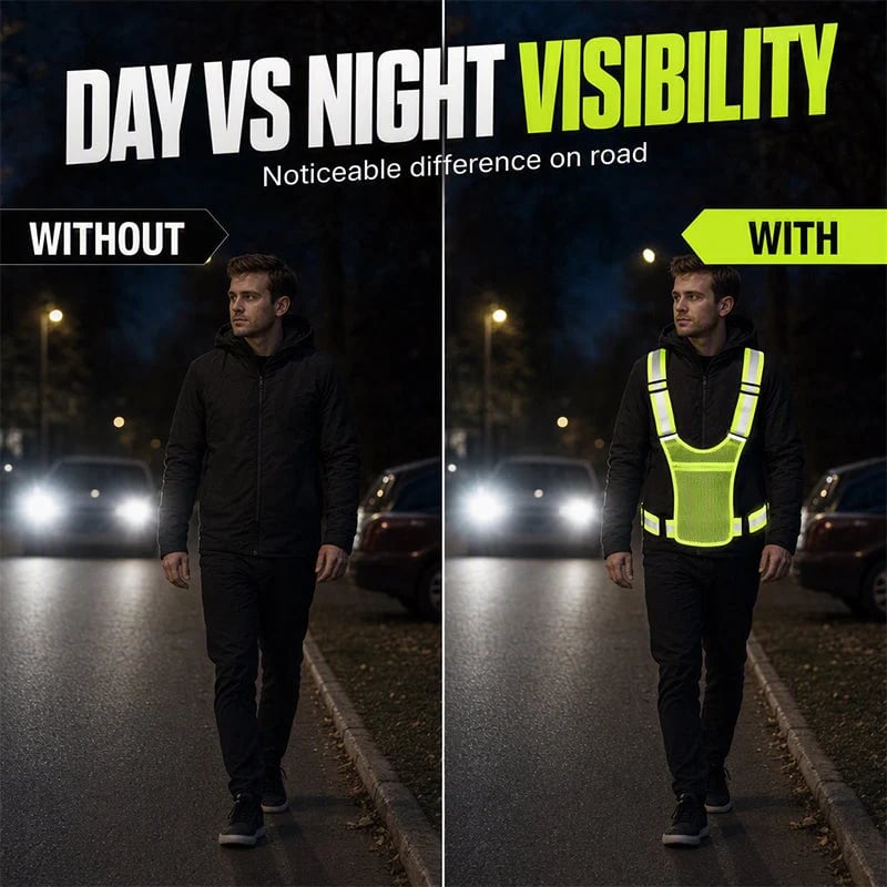 🦺 Refleksvest med høj synlighed – justerbar til løb & arbejde 🏃‍♂️🔧