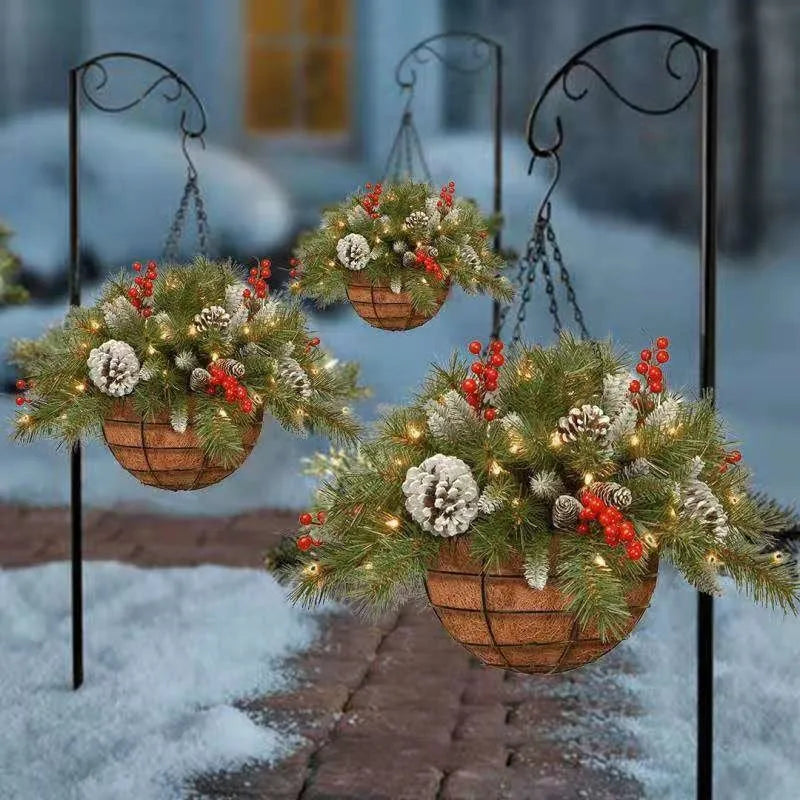 🎄 Julehotsalg 🏆 Forbelyst kunstig julehængekurv