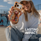 🐮🌸 Highland Cattle-kunstigt telefoncover – farverigt beskyttelsescover med matchende håndledsrem